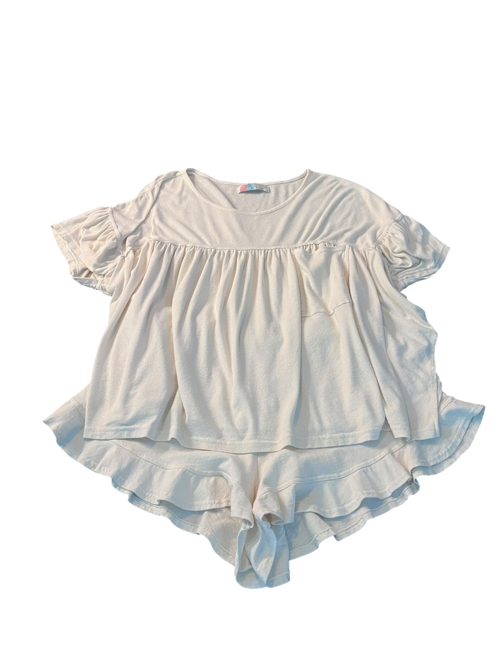 Free People Beach Cream Catalina Ruffled Women’s Shorts Set Size Large